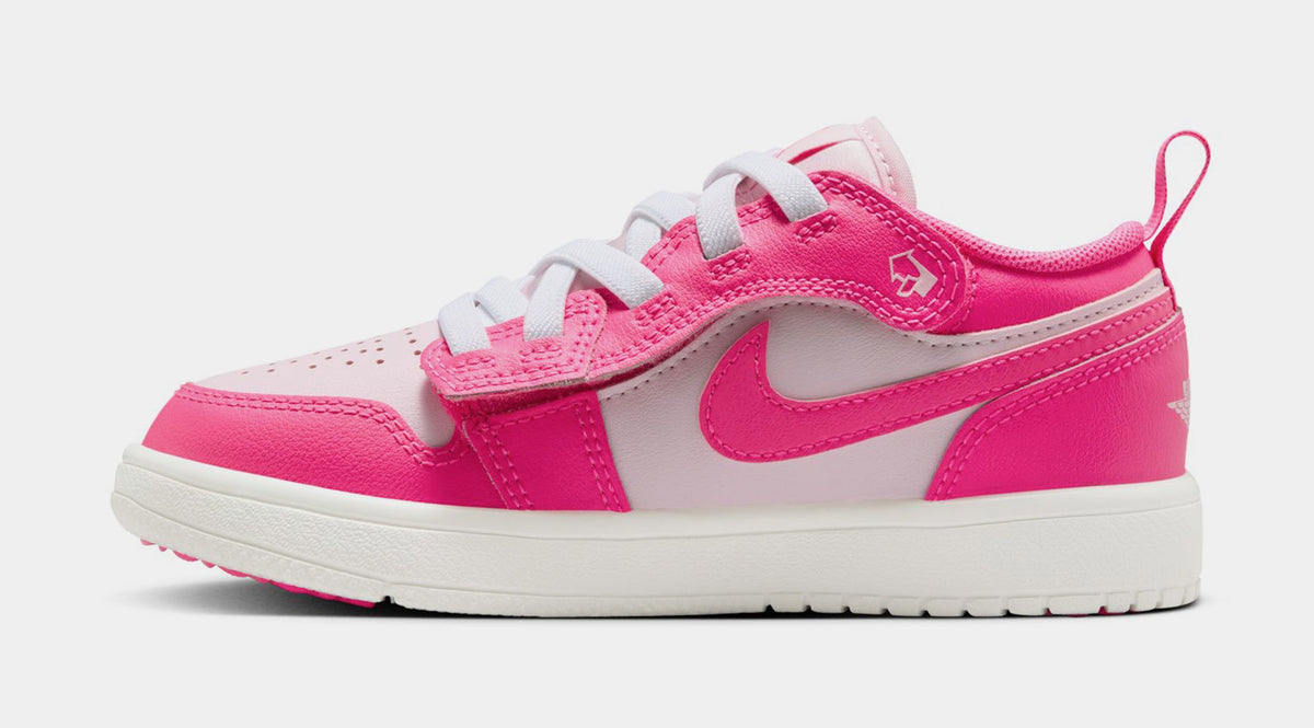 Exclusive Air Jordan 1 Low ALT Preschool Lifestyle Shoes (Pink Foam/Hyper Pink/Summit White) — 10.5C — Back View