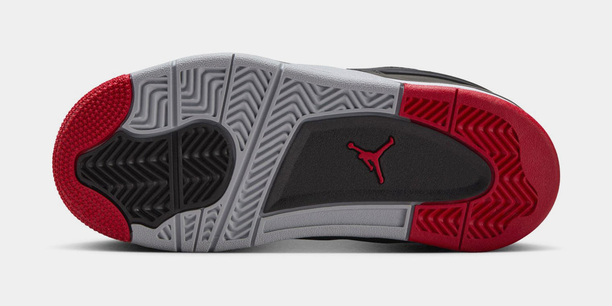 Exclusive Air Jordan 4 RM Preschool Lifestyle Shoes (Black/Wolf Grey/White/Varsity Red) — 10.5C — Top View