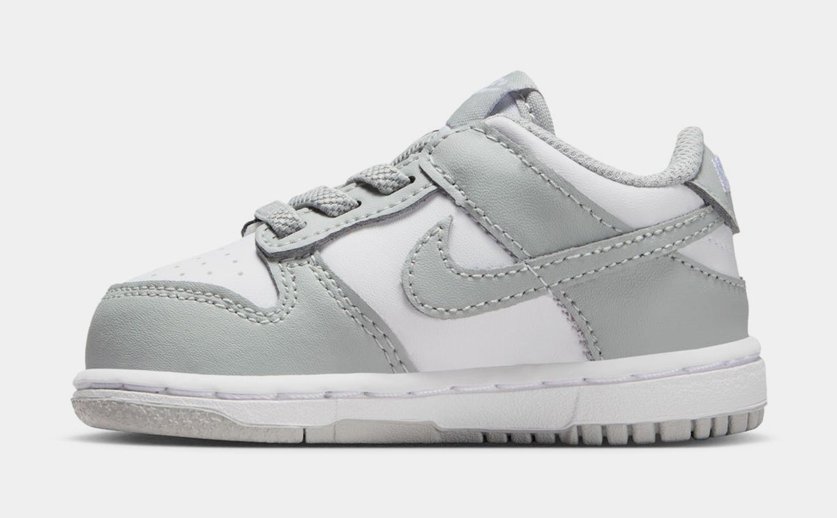 Exclusive Dunk Low Infant Toddler Lifestyle Shoes (White/White/Light Smoke Grey) — 2C — Back View