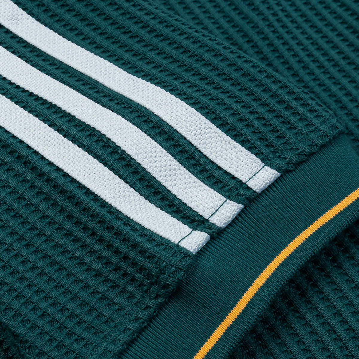 Exclusive Polo 3 Stripes Mens Short Sleeve Shirt (Green/White) — S — Top View