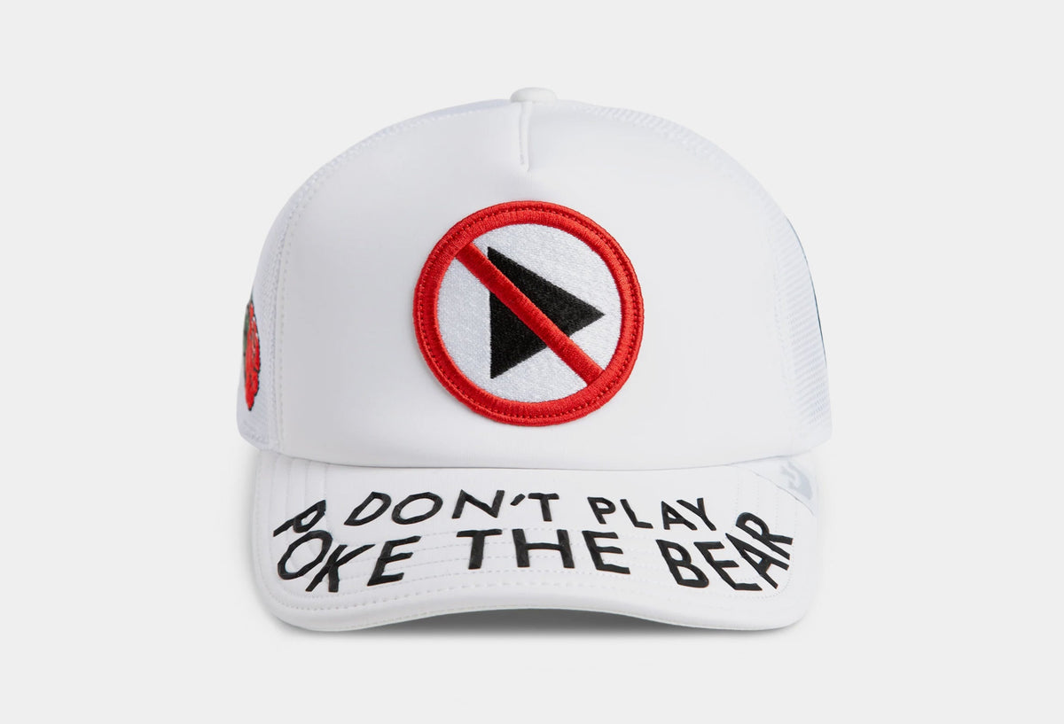 Exclusive Poke The Bear Trucker Mens Hat (White/Black) — OS — Front View