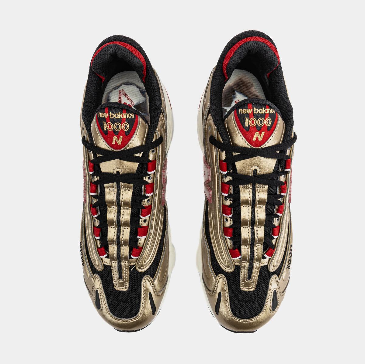Exclusive Shoe Palace Exclusive x New Balance 1000 Mens Lifestyle Shoes (Metallic Gold/Black) — 4 — Side View