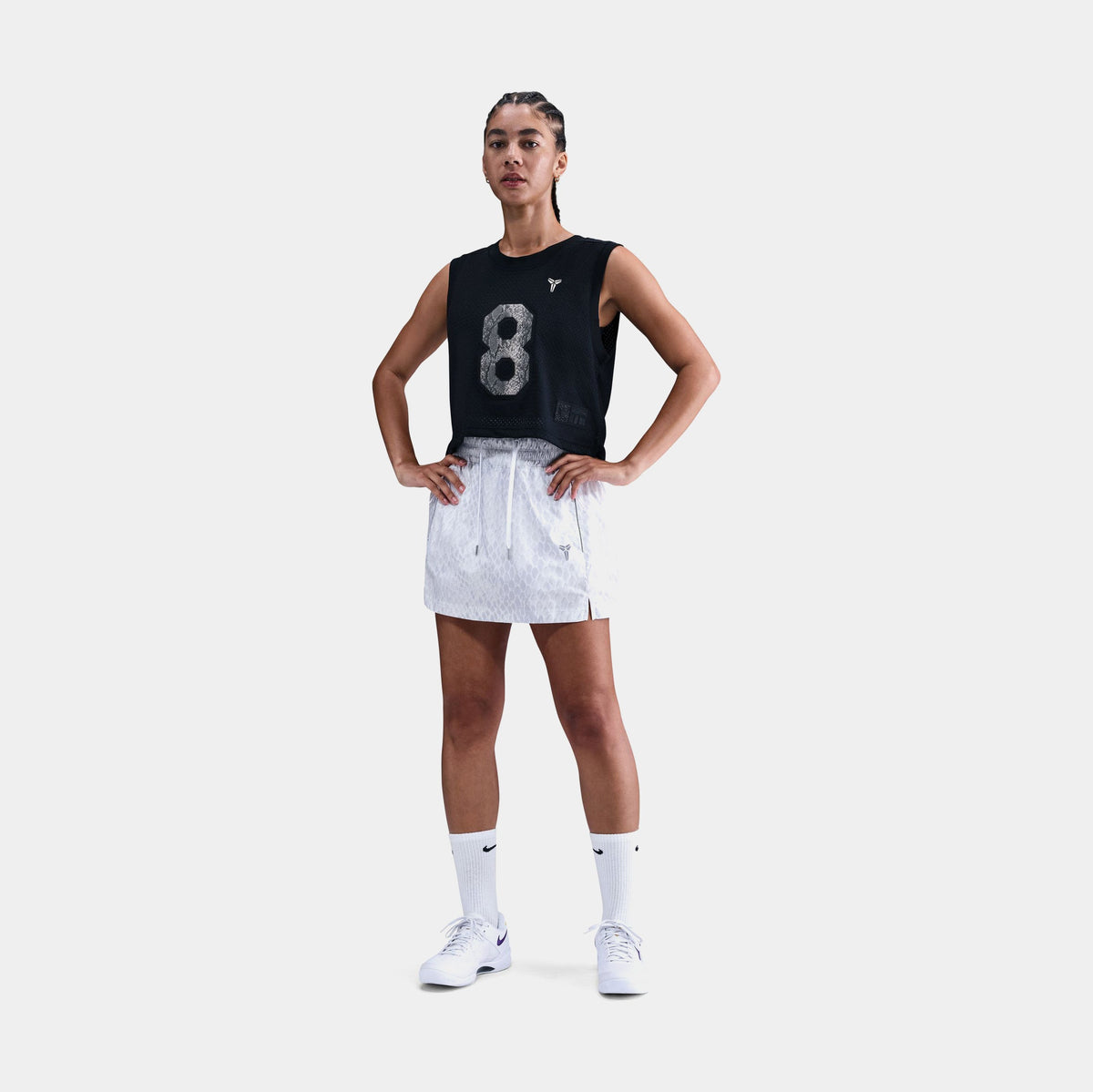 Exclusive Kobe 8 Cropped Womens Jersey (Black/White) — XS — Front View