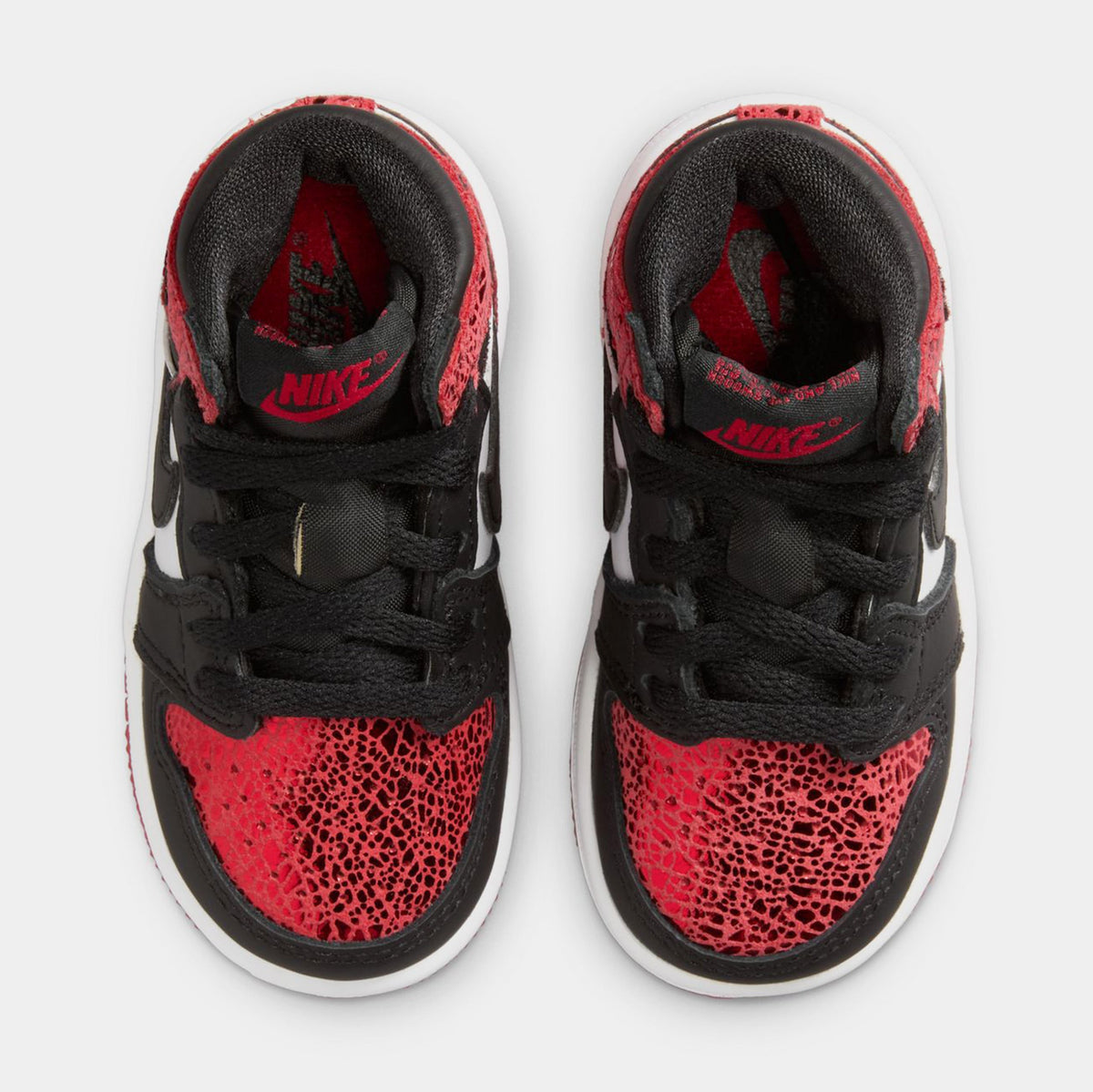 Exclusive Air Jordan 1 Retro High OG Ruby Infant Toddler Lifestyle Shoes (Varsity Red/Black/White) — 2C — Side View