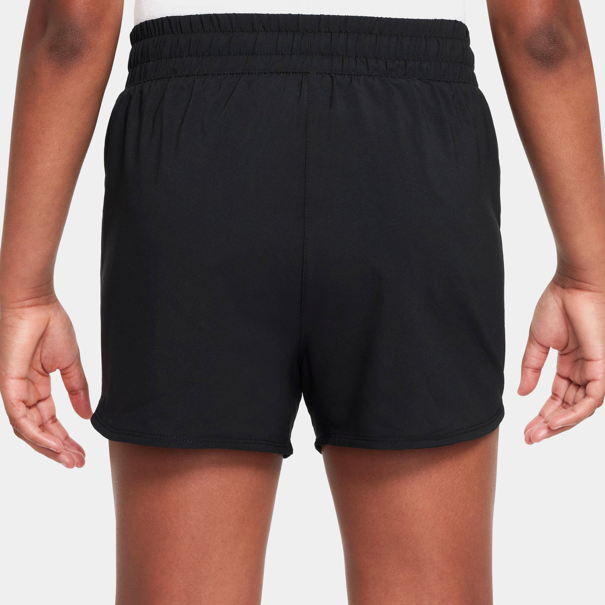 Exclusive Dri Fit Woven Grade School Shorts (Black/White) — XS — Side View