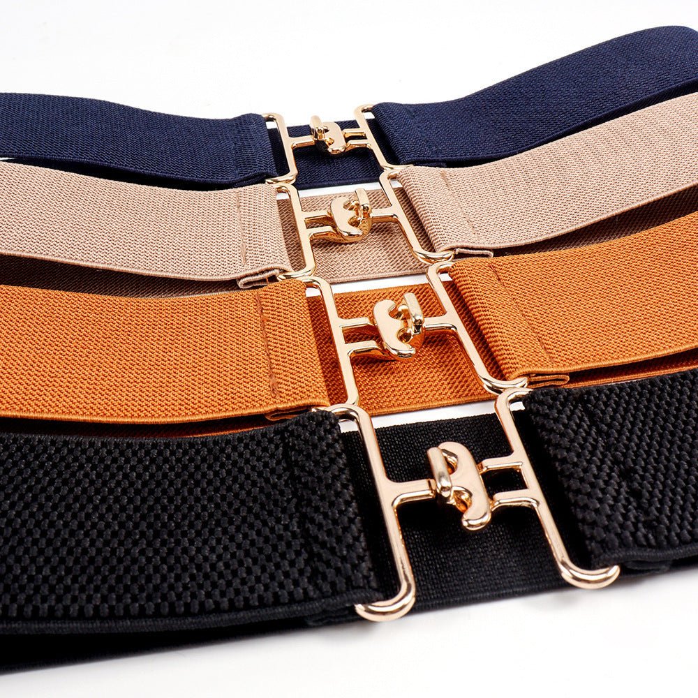 Exclusive Elastic Women's Belt — Khaki — Size 65cm — Back View