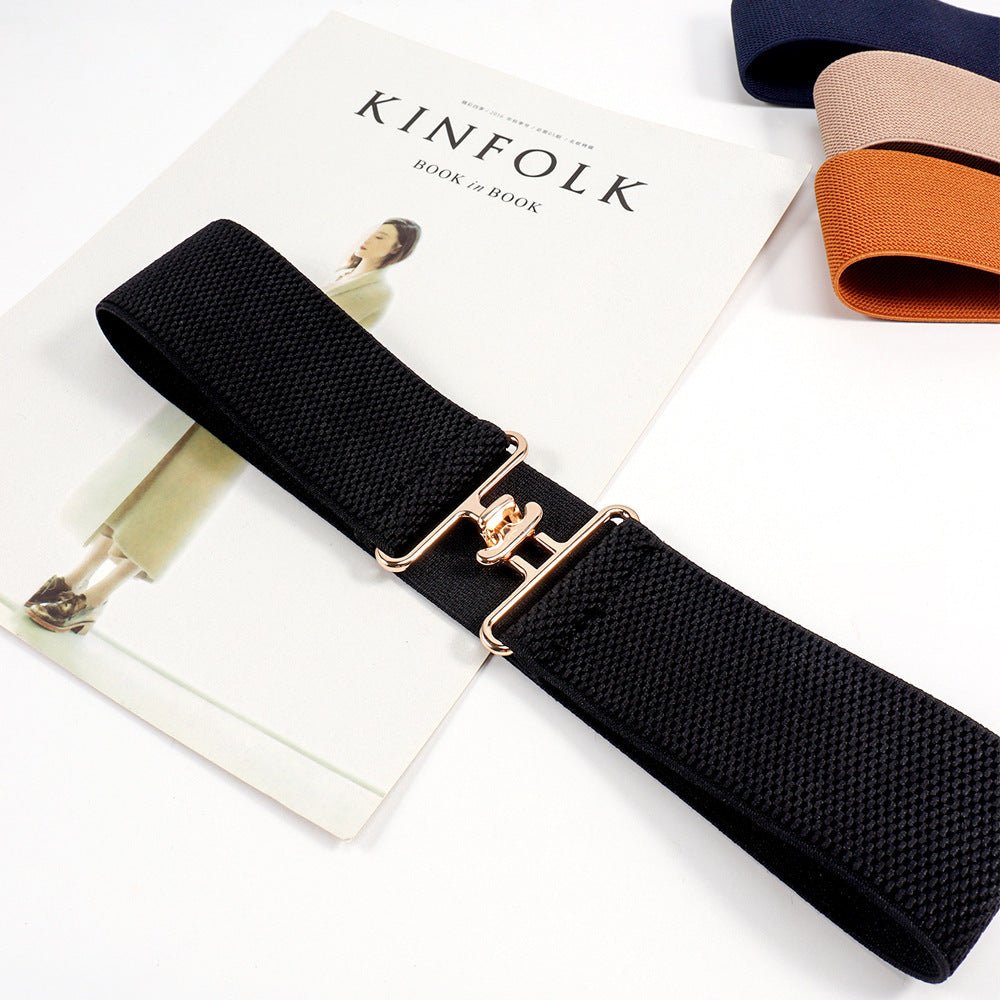 Exclusive Elastic Women's Belt — Khaki — Size 65cm — Top View