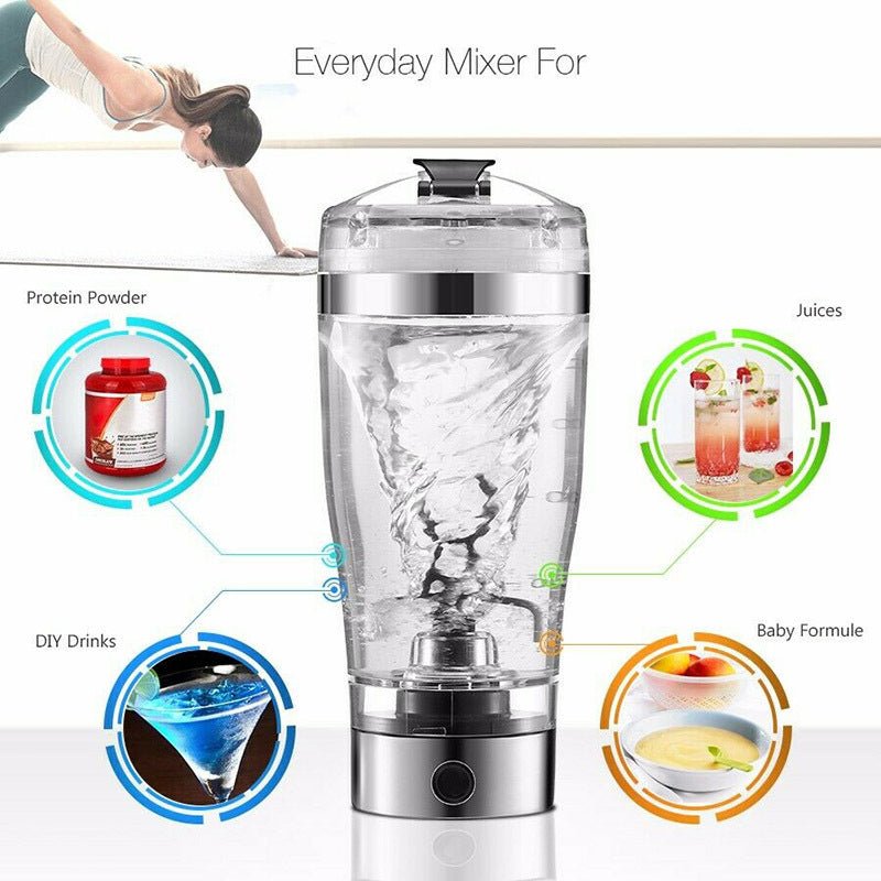 Exclusive Electric Protein Shake Stirrer — White — Size USB — Width 450ml — Back View