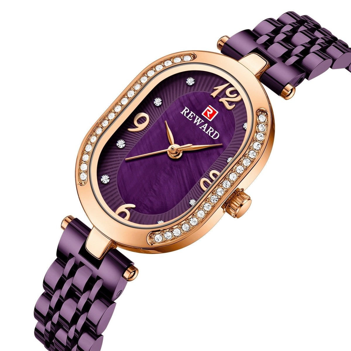Exclusive Elegant Lady Watch With Diamonds — Gold Shell Gold Surface Gold — Top View