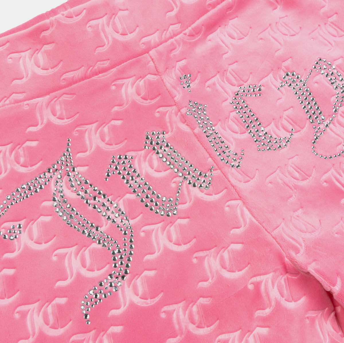 Exclusive Embroidered Hot Fix Velour Womens Shorts (Pink) — XS — Back View