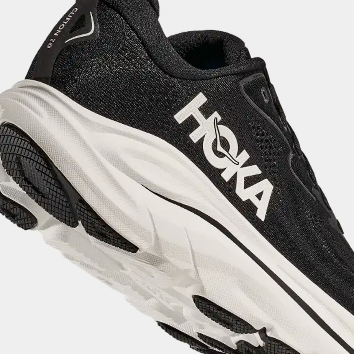 Exclusive Clifton 10 Mens Running Shoes (Black/White) — 7 — Top View