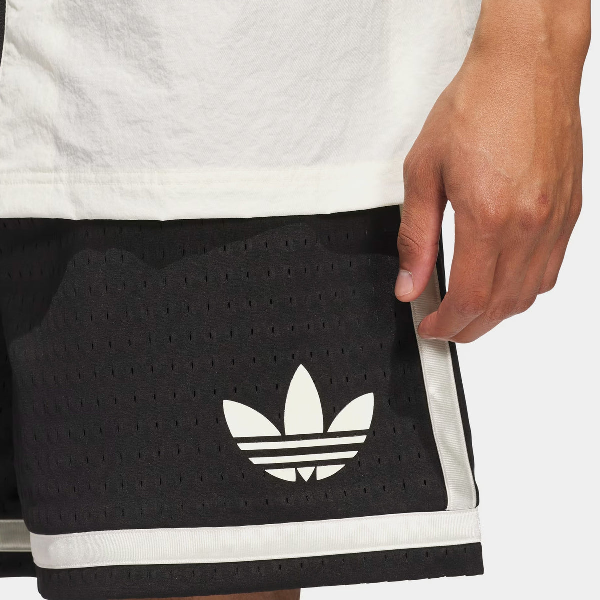 Exclusive Original Basketball Mens Shorts (Black/Ivory) — S — Side View
