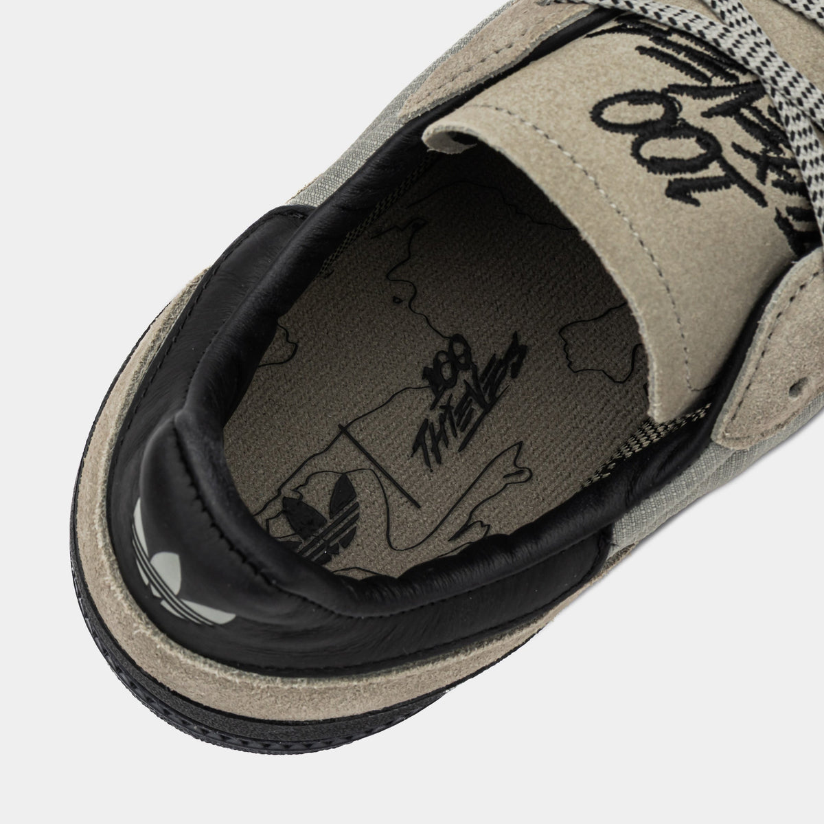 Exclusive 100 Thieves Palos Hills Mens Lifestyle Shoes (Silver/Black) — 4 — Top View
