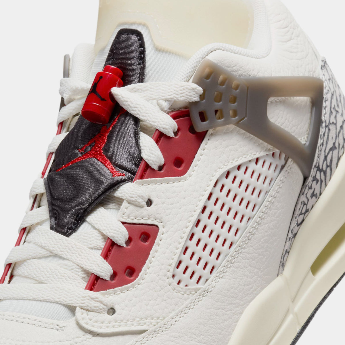 Exclusive Spizike Low Mens Basketball Shoes (Sail/Anthracite/Coconut Milk/Varsity Red) — 8 — Back View