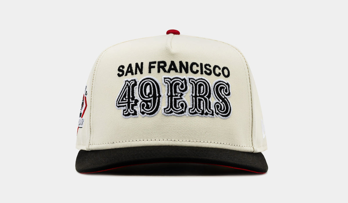 Exclusive Shoe Palace Exclusive San Francisco 49ers World Champions 950AF Snapback Mens Hat (Beige/Black) — OS — Front View