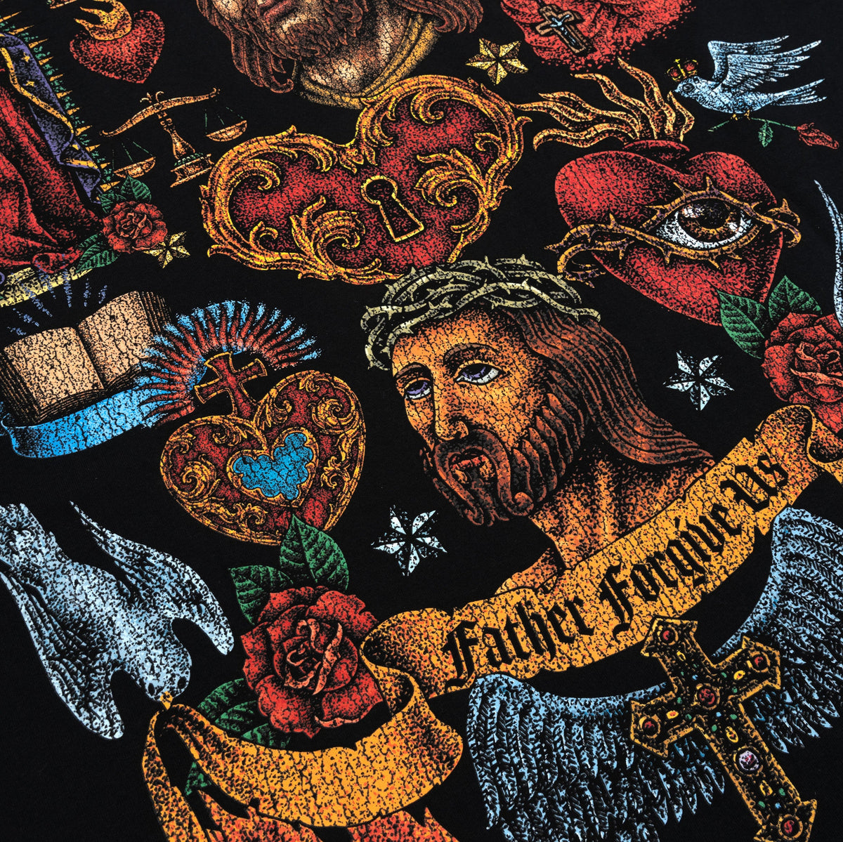 Exclusive Forgive Me Mens Short Sleeve Shirt (Black/Red) — XS — Top View