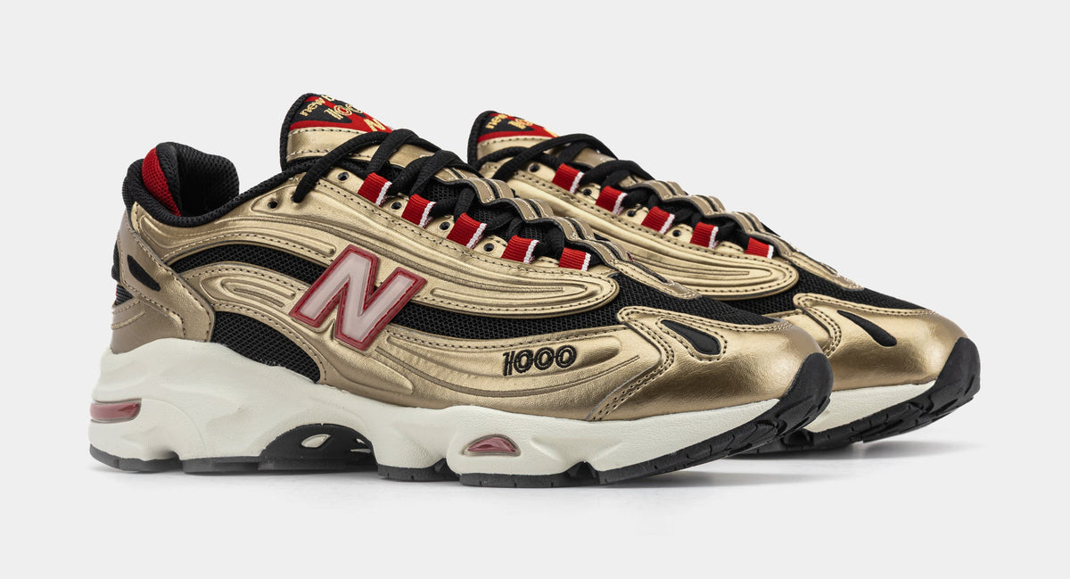 Exclusive Shoe Palace Exclusive x New Balance 1000 Mens Lifestyle Shoes (Metallic Gold/Black) — 4 — Top View