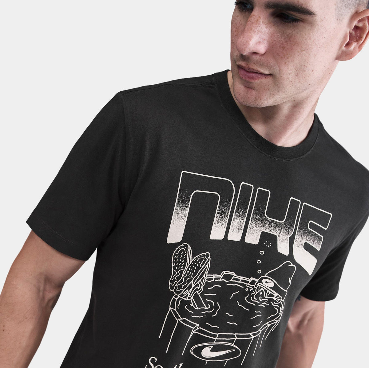 Exclusive NSW Soothe Your Sole Graphic Mens Short Sleeve Shirt (Off Noir) — S — Back View