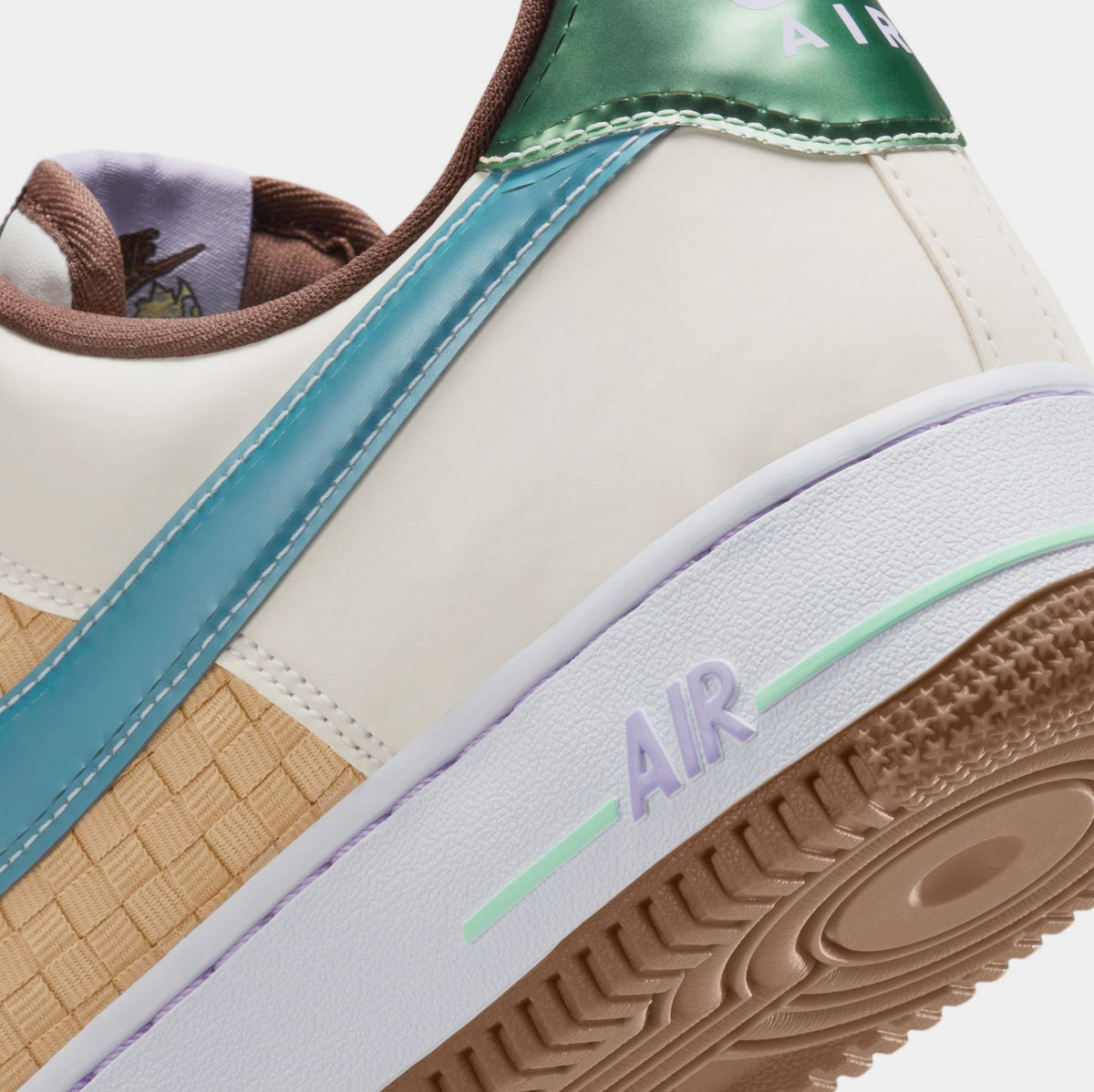 Exclusive Air Force 1 Retro Sesame and White Mens Basketball Shoes (Summit White/Glacier Blue/Mint Foam) — 5 — Top View