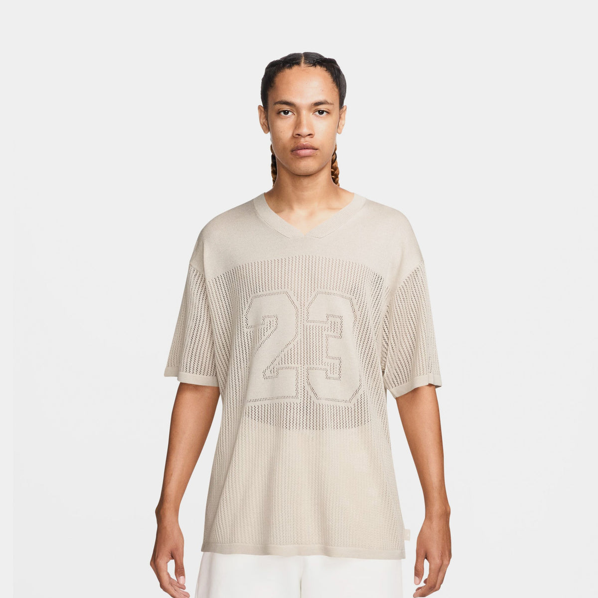 Exclusive Knit Football Mens Jersey (Legend Light Brown/Sail) — S — Front View