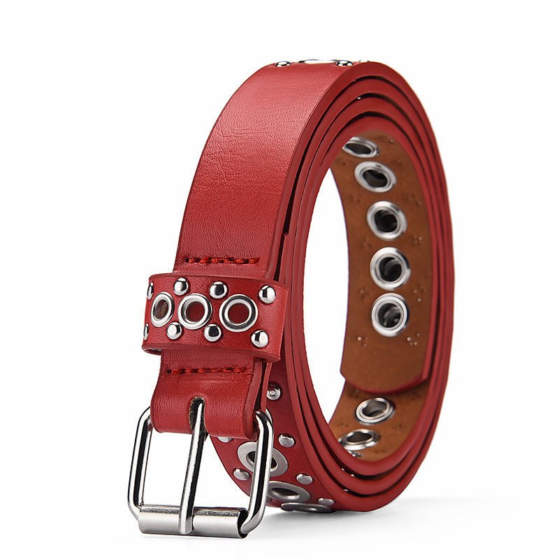 Exclusive Fashion All-match Air Hole Hollow Decoration Belt — Black — Size 110cm — Back View