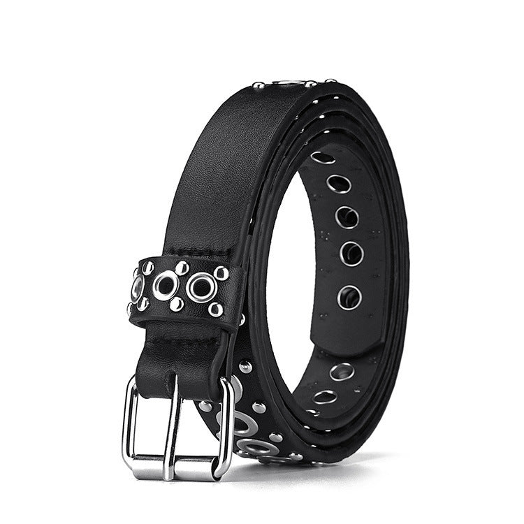 Exclusive Fashion All-match Air Hole Hollow Decoration Belt — Black — Size 110cm — Detail View