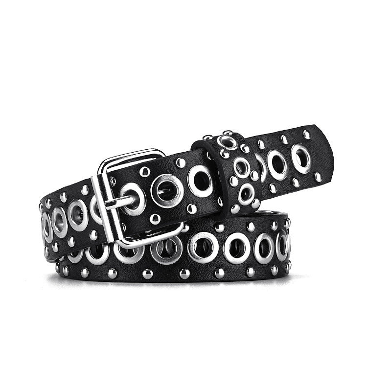 Exclusive Fashion All-match Air Hole Hollow Decoration Belt — Black — Size 110cm — Lifestyle View