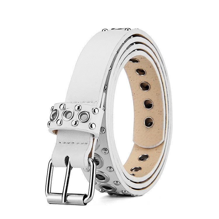 Exclusive Fashion All-match Air Hole Hollow Decoration Belt — Black — Size 110cm — Side View