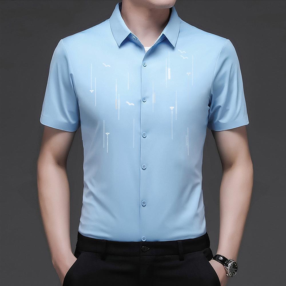 Exclusive Fashion Printed Short Sleeve Shirt — Machine Ring Blue — Size M — Alternate View 8