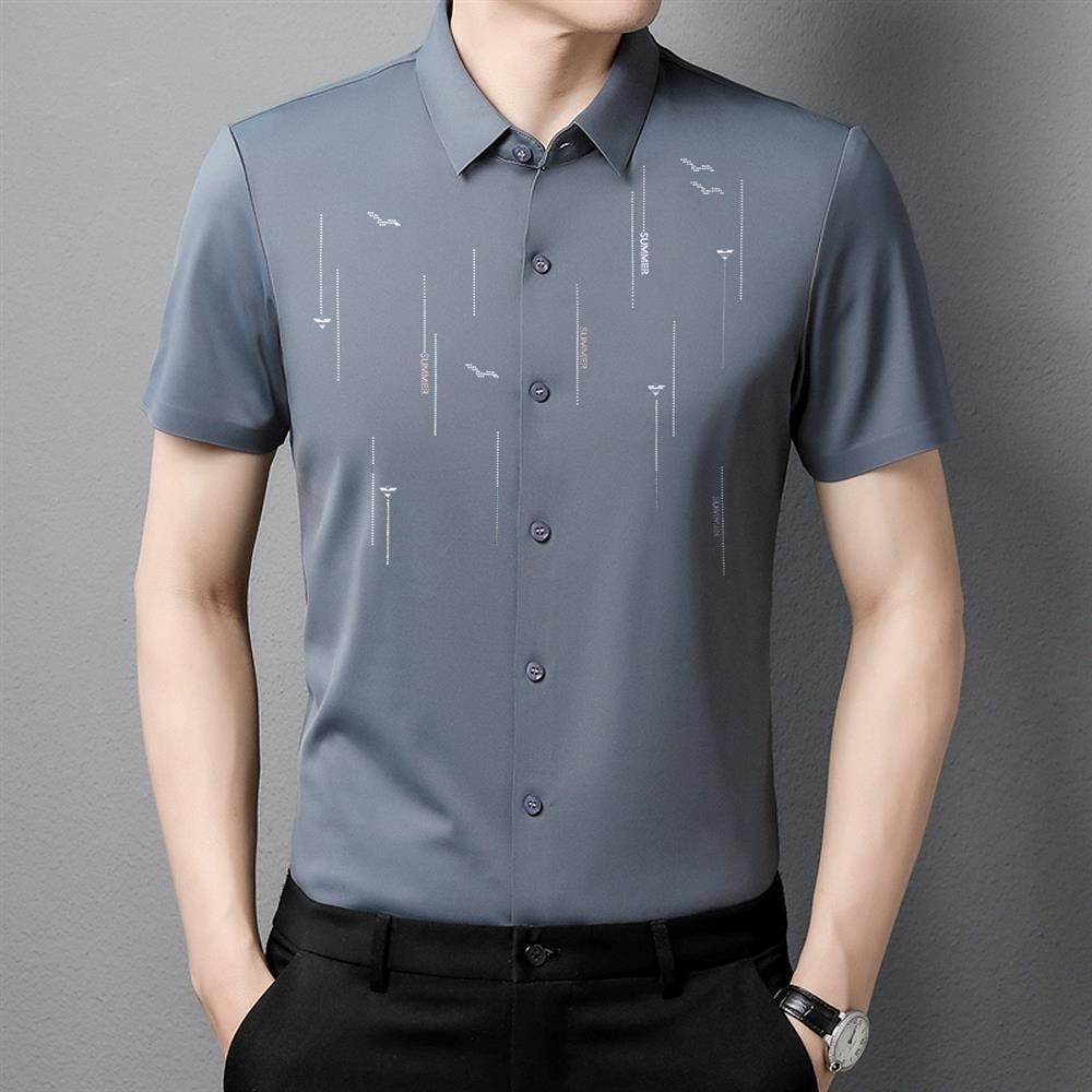 Exclusive Fashion Printed Short Sleeve Shirt — Machine Ring Blue — Size M — Alternate View 9
