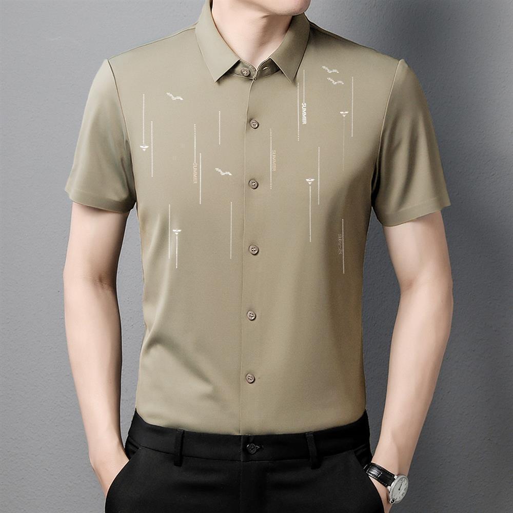 Exclusive Fashion Printed Short Sleeve Shirt — Machine Ring Blue — Size M — Alternate View 7