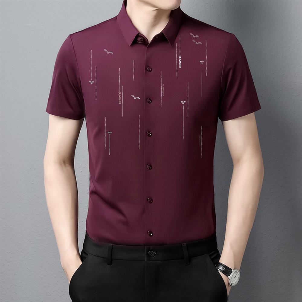 Exclusive Fashion Printed Short Sleeve Shirt — Machine Ring Blue — Size M — Detail View