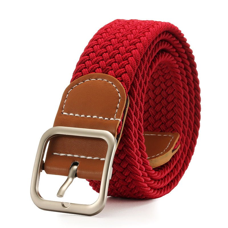 Exclusive Fashion Square Buckle Women's Canvas Belt — Red — Size 105cm — Back View