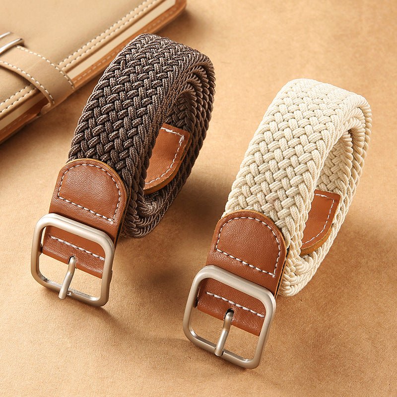 Exclusive Fashion Square Buckle Women's Canvas Belt — Red — Size 105cm — Front View