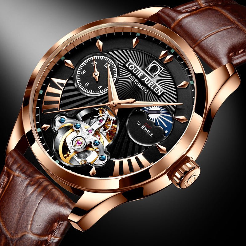 Exclusive Fashion Trend Hollow Waterproof Male Mechanical Watch — Brown — Alternate View 7