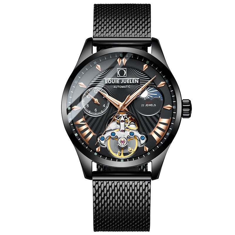 Exclusive Fashion Trend Hollow Waterproof Male Mechanical Watch — Brown — Alternate View 10