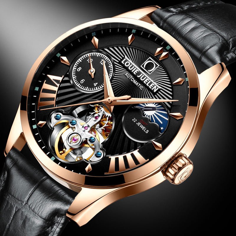 Exclusive Fashion Trend Hollow Waterproof Male Mechanical Watch — Brown — Alternate View 8