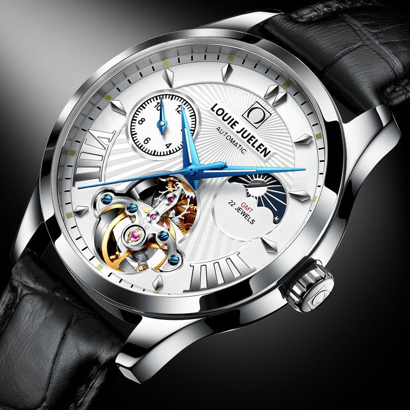 Exclusive Fashion Trend Hollow Waterproof Male Mechanical Watch — Brown — Lifestyle View
