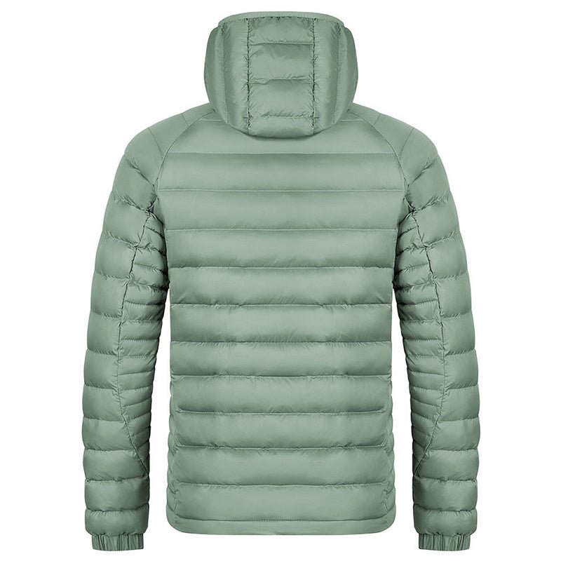 Exclusive Men's Lightweight Packable Zipper Jacket – Warm Casual Outerwear — Black — Size L — Top View