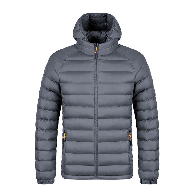 Exclusive Men's Lightweight Packable Zipper Jacket – Warm Casual Outerwear — Black — Size L — Lifestyle View