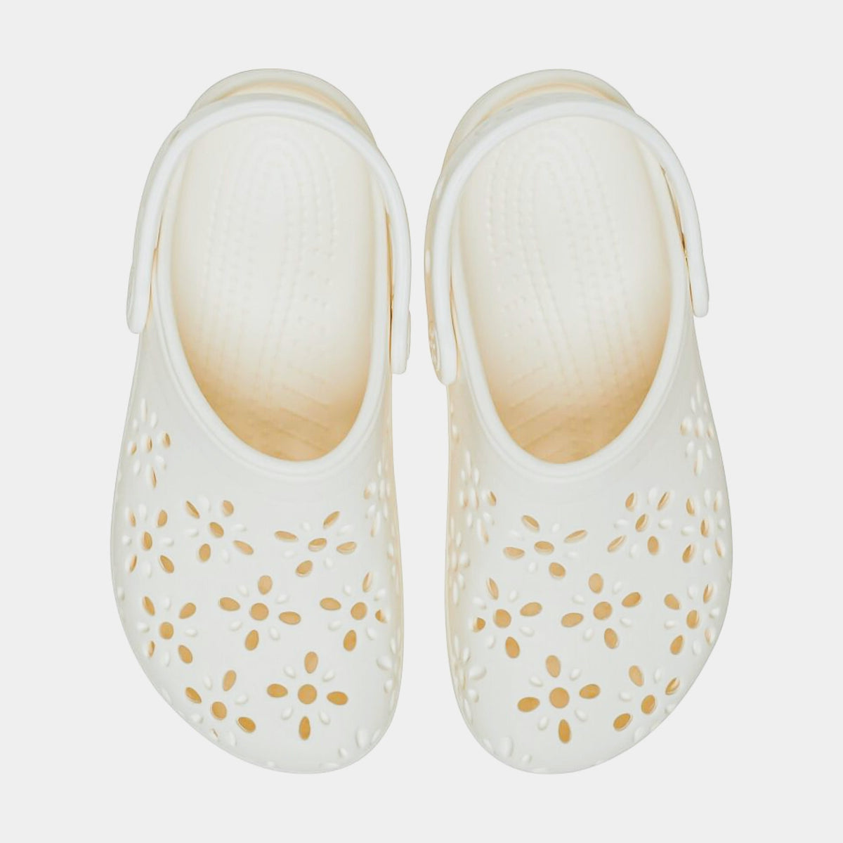 Exclusive Classic Clog Floral Cut Out Infant Toddler Sandals (White) — 4C — Side View