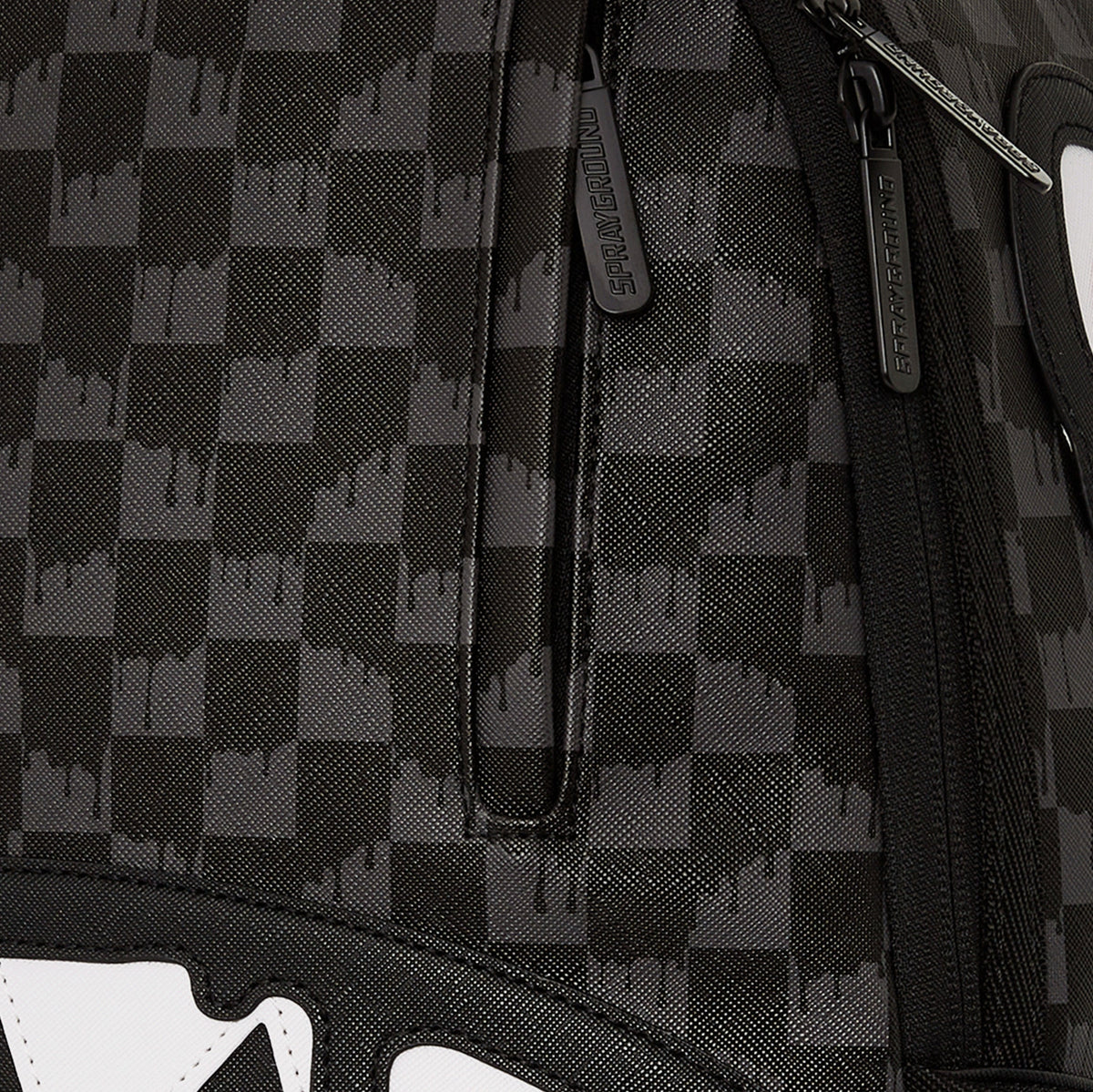 Exclusive Dripping Sharks In Paris Mens Backpack (Grey/Black) — OS — Top View
