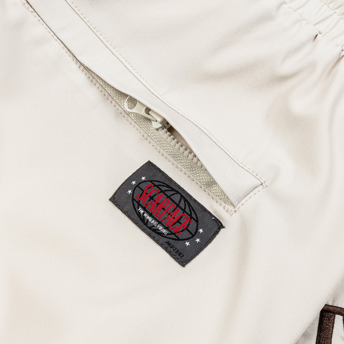 Exclusive SP x Scarface Icon Hybrid Mens Shorts (Beige/Taupe) — S — Top View