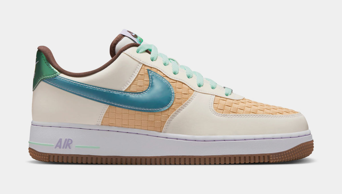 Exclusive Air Force 1 Retro Sesame and White Mens Basketball Shoes (Summit White/Glacier Blue/Mint Foam) — 5 — Front View