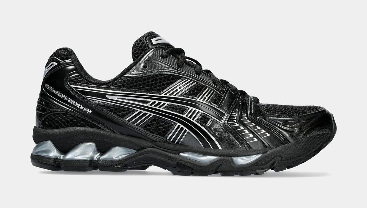 Exclusive Gel Kayano 14 Mens Running Shoes (Black/Pure Silver) — 4 — Front View