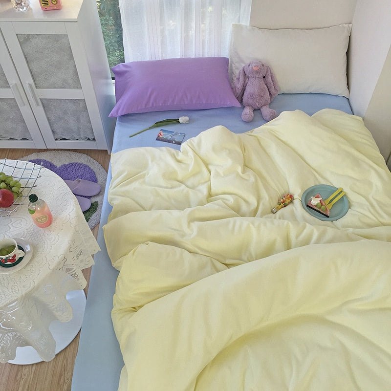 Exclusive Four-piece Mix And Match — CustardB — Size 1.2m bed sheet 3pcs — Back View