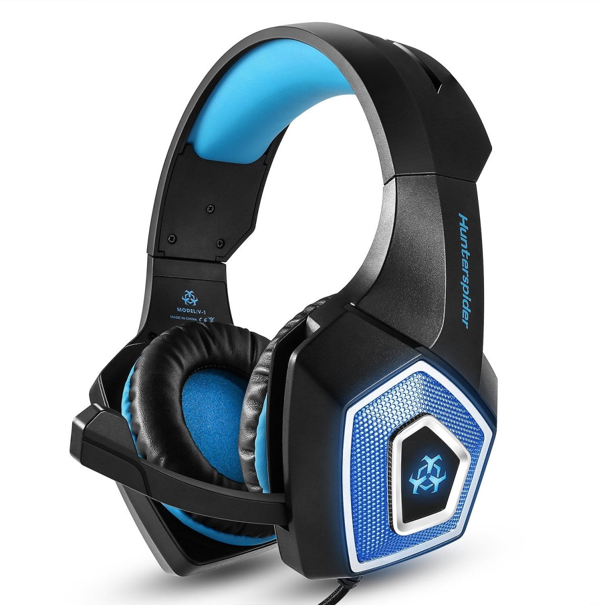 Exclusive Gaming Headset RGB Lighted Wired Headset — Black and blue — Detail View
