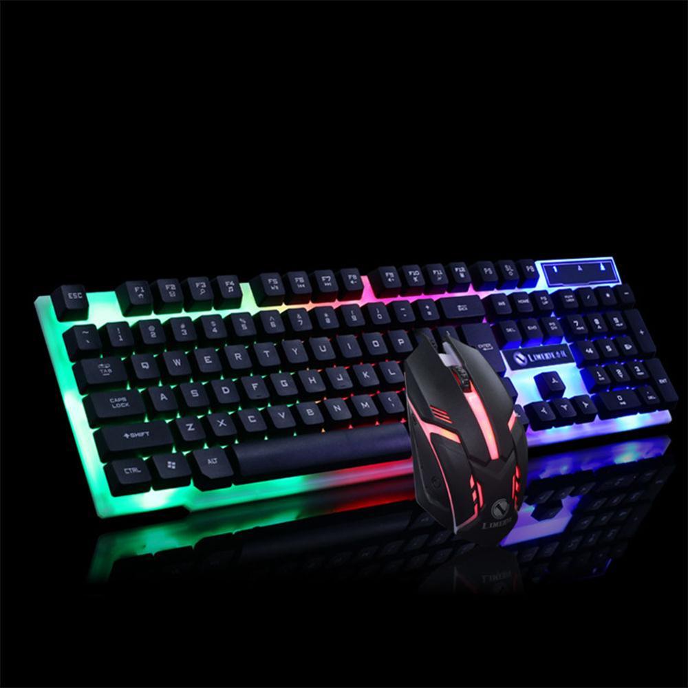 Exclusive Gaming Keyboard Mouse Glowing Set — Black — Side View