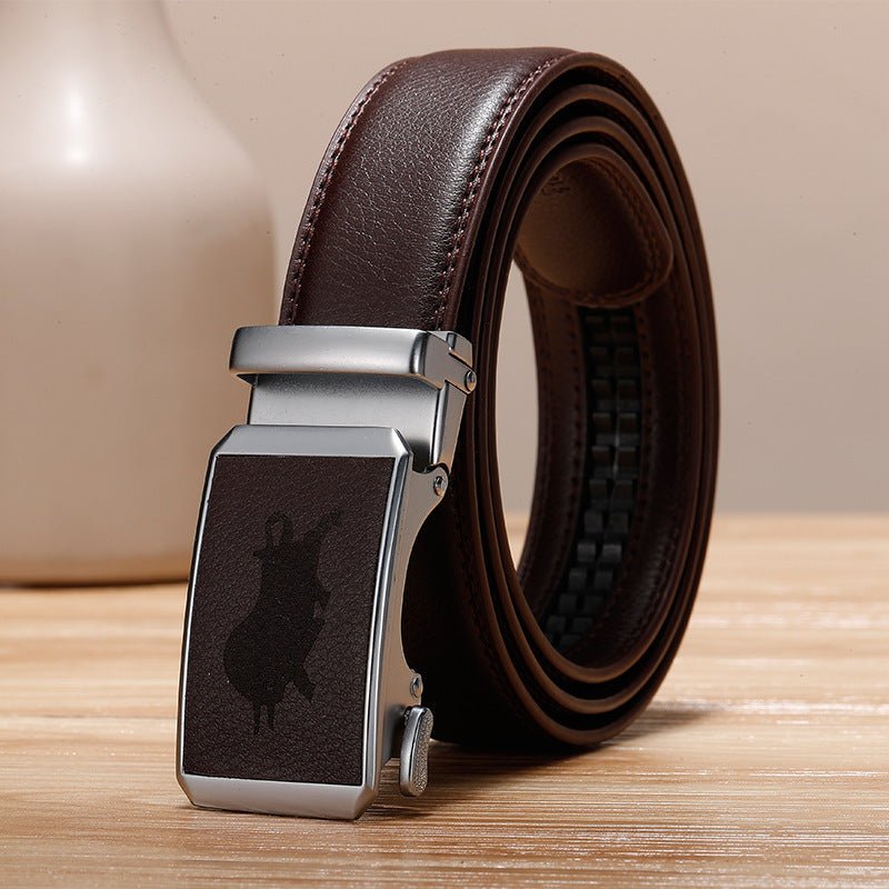 Exclusive Genuine Leather Cowhide Belt With Automatic Buckle Belt — Gold — Size 110cm — Width 1style — Alternate View 8