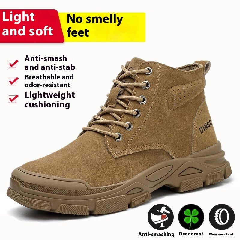 Exclusive Labor Protection Cotton Shoes | Steel Toe Work Boots — Brown Four Seasons Edition — Size 38 — Detail View